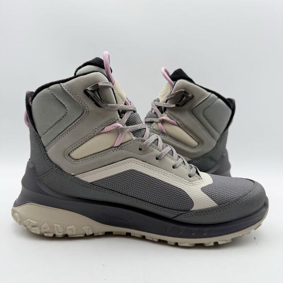 ECCO Womens Ultra Terrain Mid Warm Hiking Boot EU 37 US 6-6.5 Grey Nubuck WP NIB - Picture 5 of 13